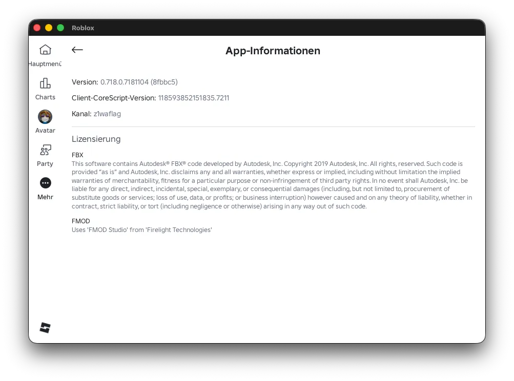 Screenshot of Roblox version 0.718
